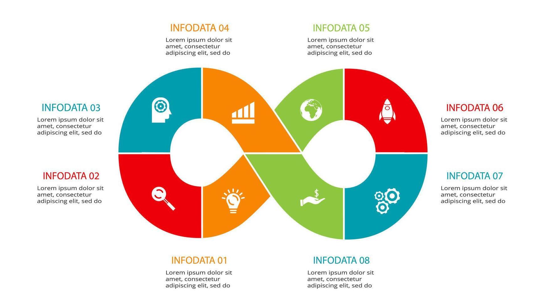 kreativ begrepp för infographic med 8 steg, alternativ, delar eller processer. företag data visualisering. vektor