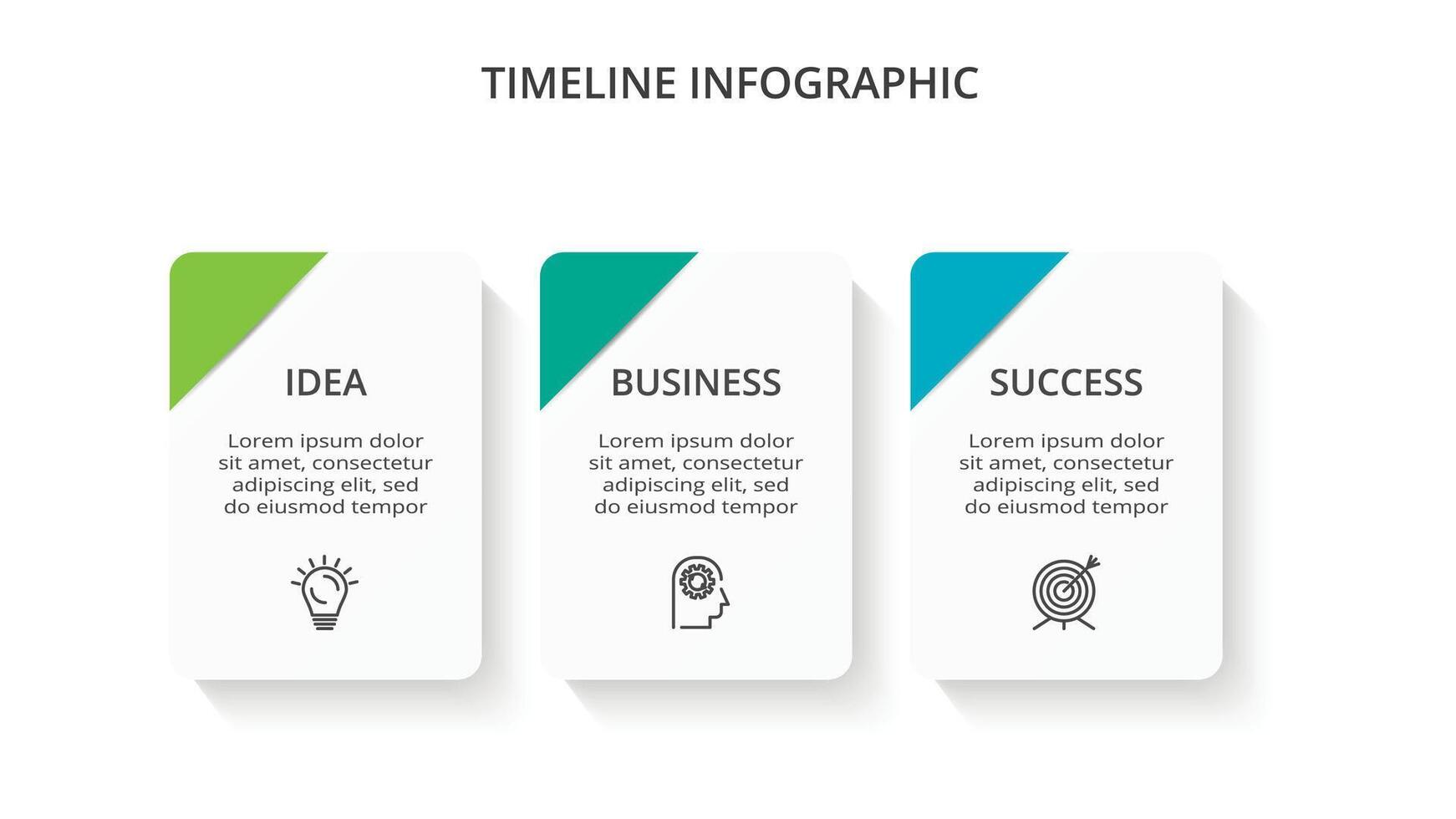 tidslinje med 3 element, infographic mall för webb, företag, presentationer, vektor illustration