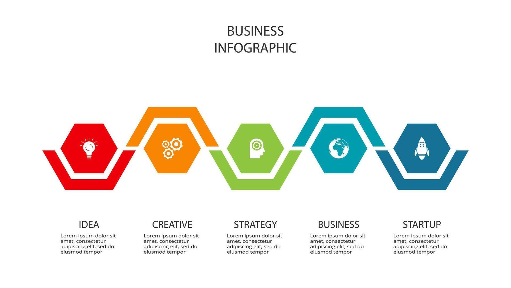 kreativ begrepp för infographic med 5 steg, alternativ, delar eller processer. företag data visualisering. vektor