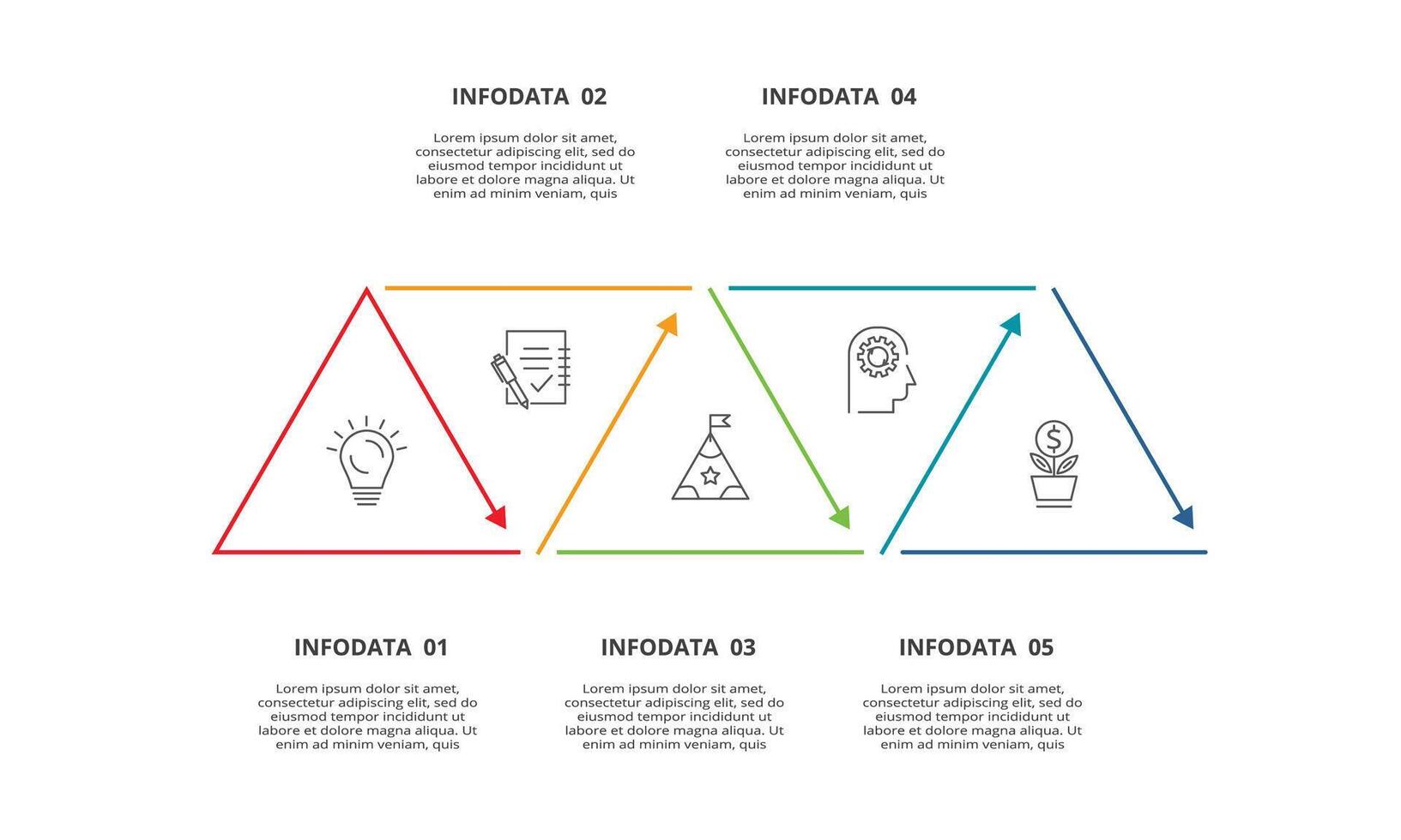 kreativt koncept för infographic med 5 steg, alternativ, delar eller processer. visualisering av affärsdata vektor