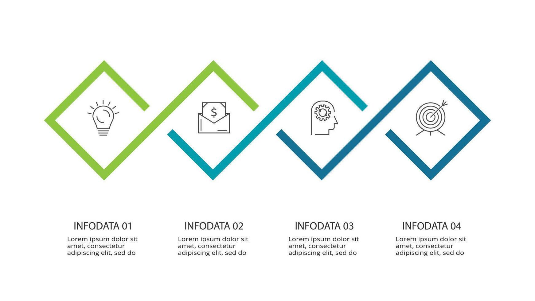 kreativ begrepp för infographic med 4 steg, alternativ, delar eller processer. företag data visualisering. vektor