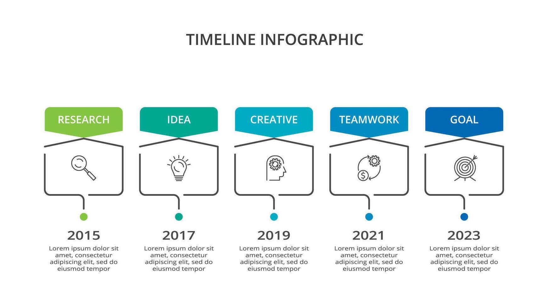 tidslinje med 5 element, infographic mall för webb, företag, presentationer, vektor illustration