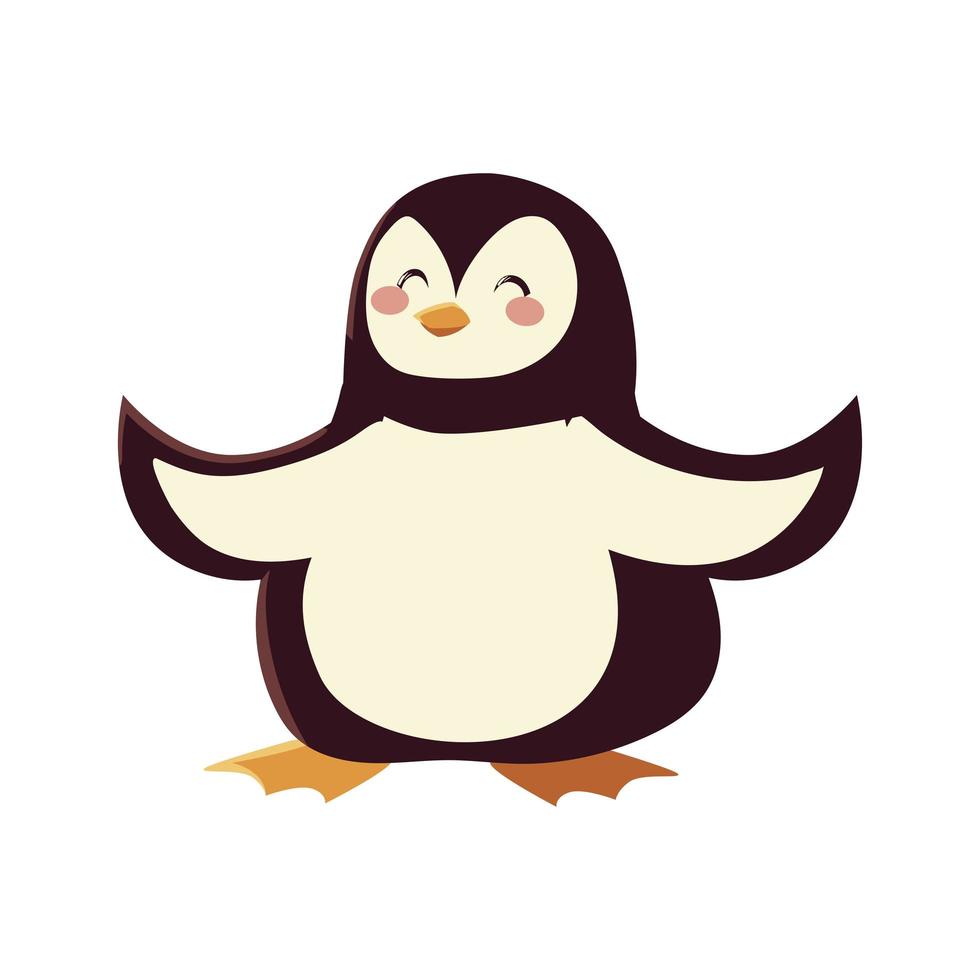 niedliche kleine Pinguin-Tierkarikatur, Symbol isoliertes Bild vektor