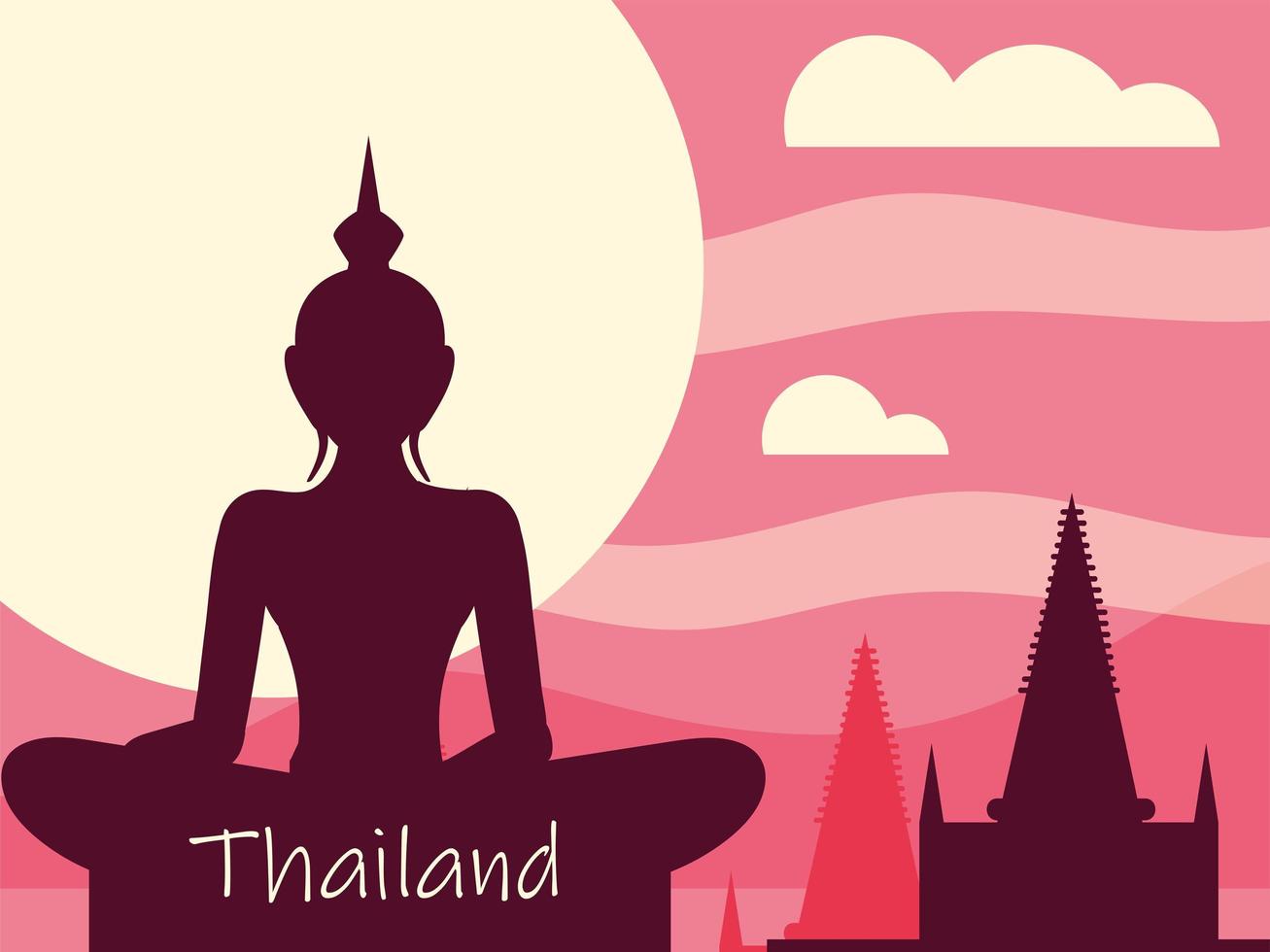 thailand buddha och tempel vektor