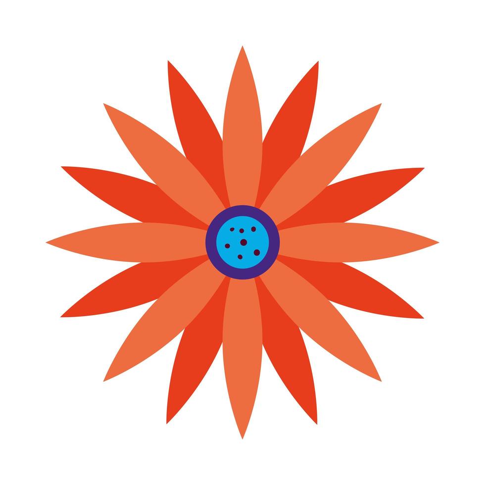 Blume mit orangefarbenem Symbol auf weißem Hintergrund vektor