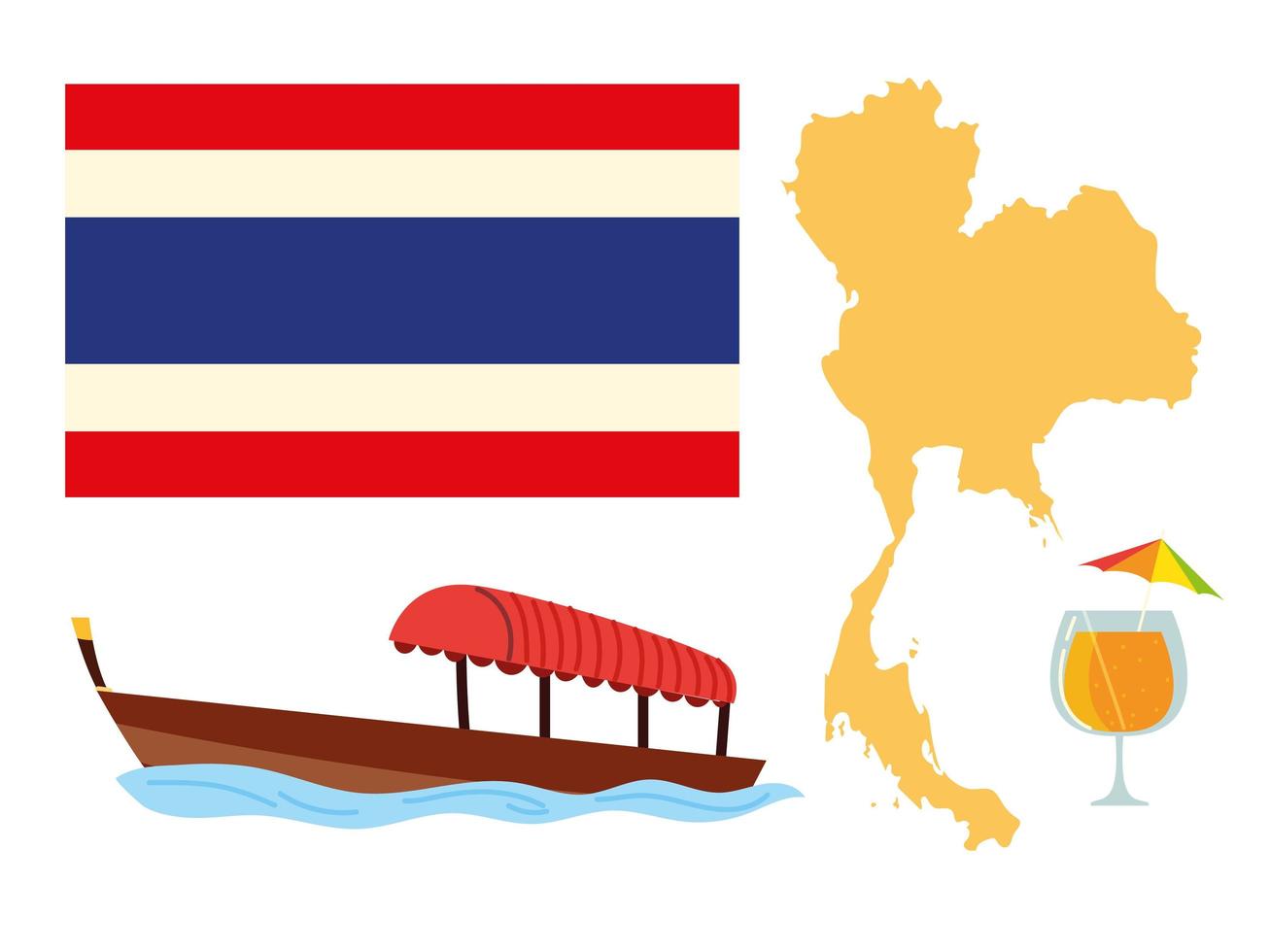 thailand karta och flagga vektor