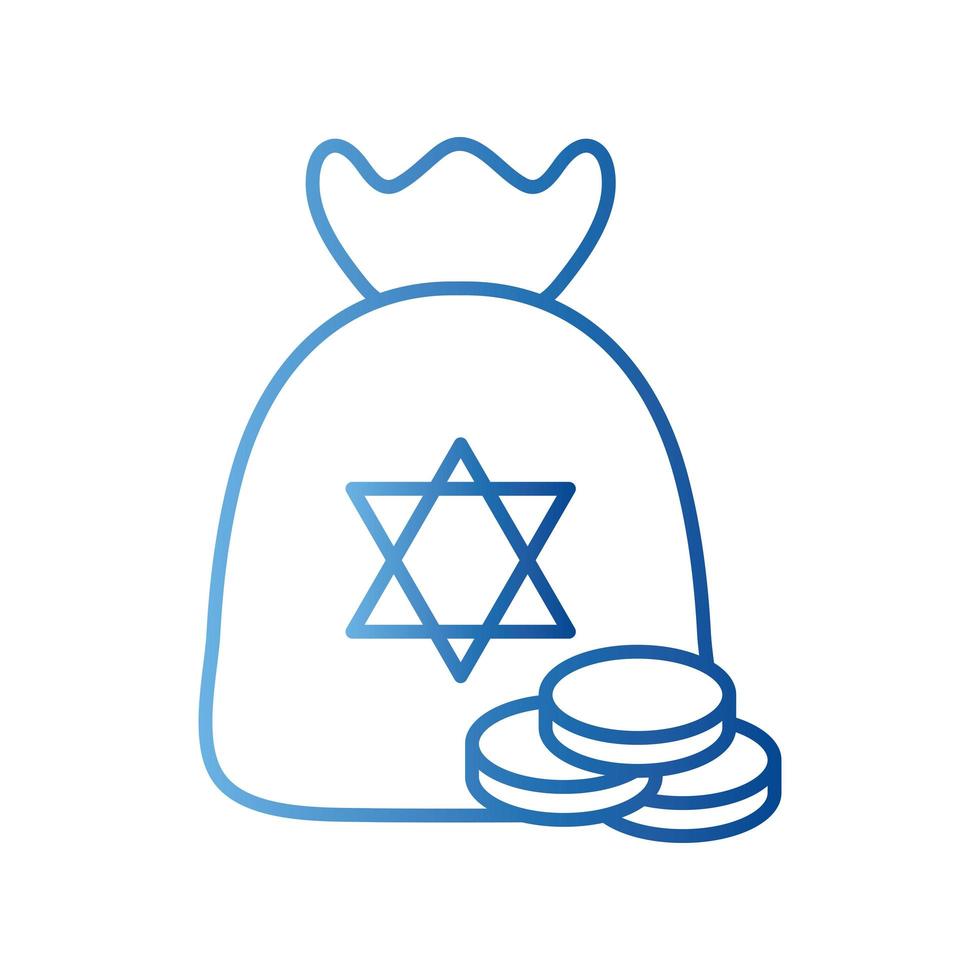 judiska gelt väska med mynt gradient stil ikon vektor design