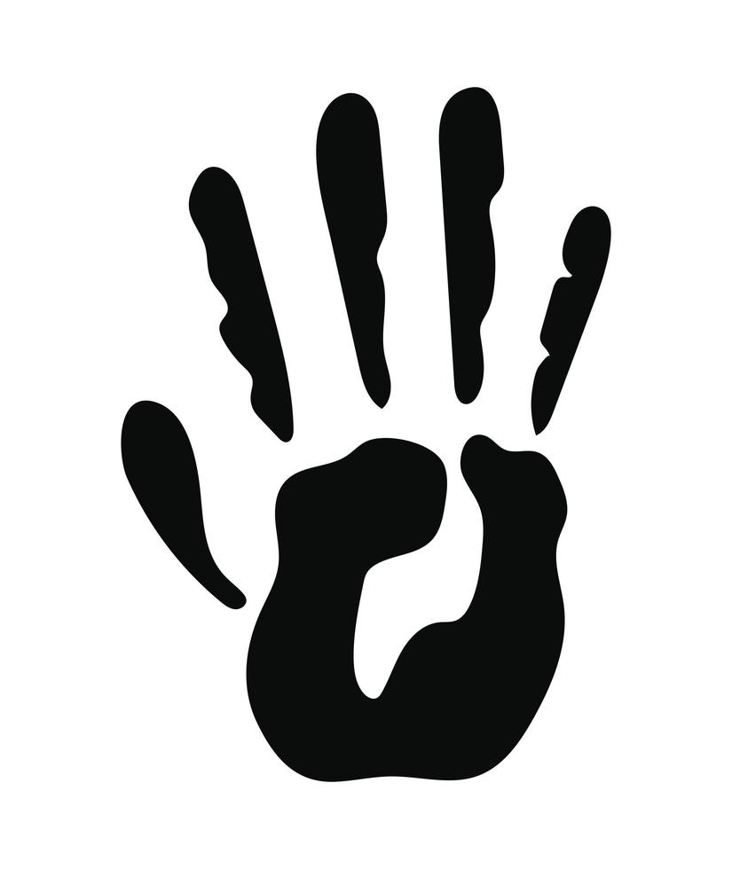 Silhouette einer Hand mit fünf Fingern auf weißem Hintergrund vektor