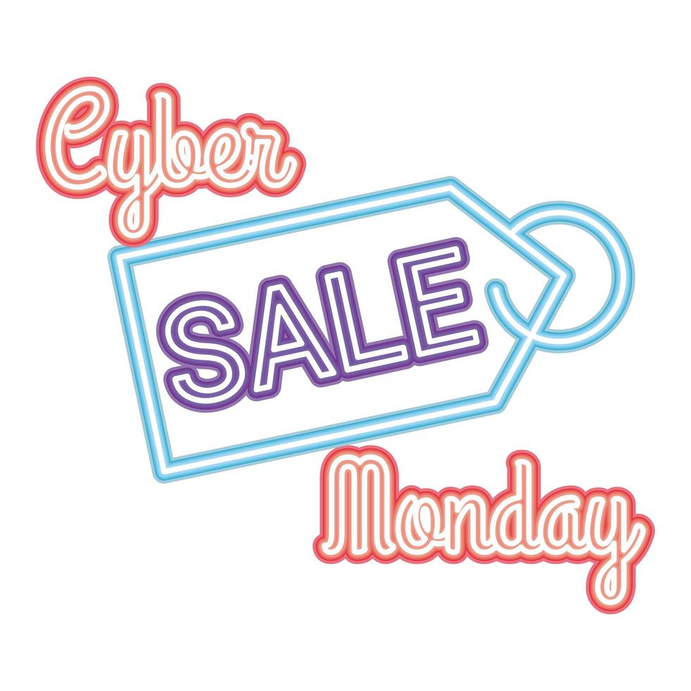 Cyber Monday Sale-Schriftzug mit einem Tag vektor