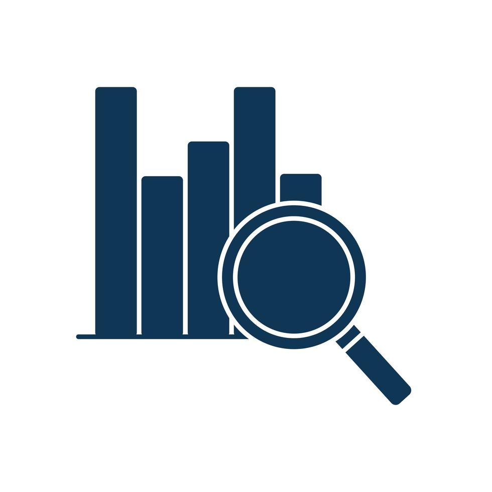 lupe med staplar diagram siluett stilikon vektor design