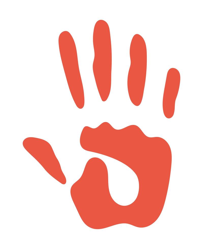 rote Silhouette mit einer Hand und fünf Fingern auf weißem Hintergrund vektor