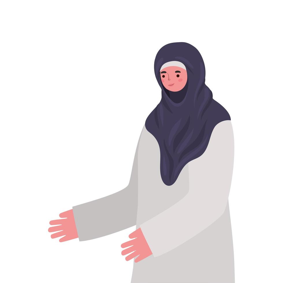 kvinna klädd i hijab på en vit bakgrund vektor