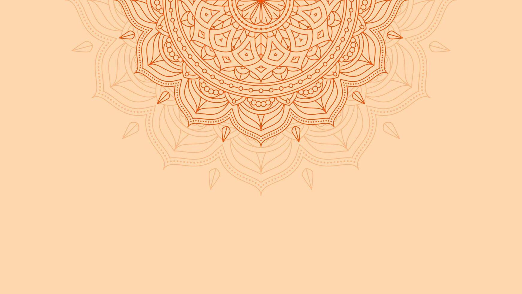 rik citrus- elegans tom horisontell vektor bakgrund dekorerad med invecklad orange skala lotus mandala ornament