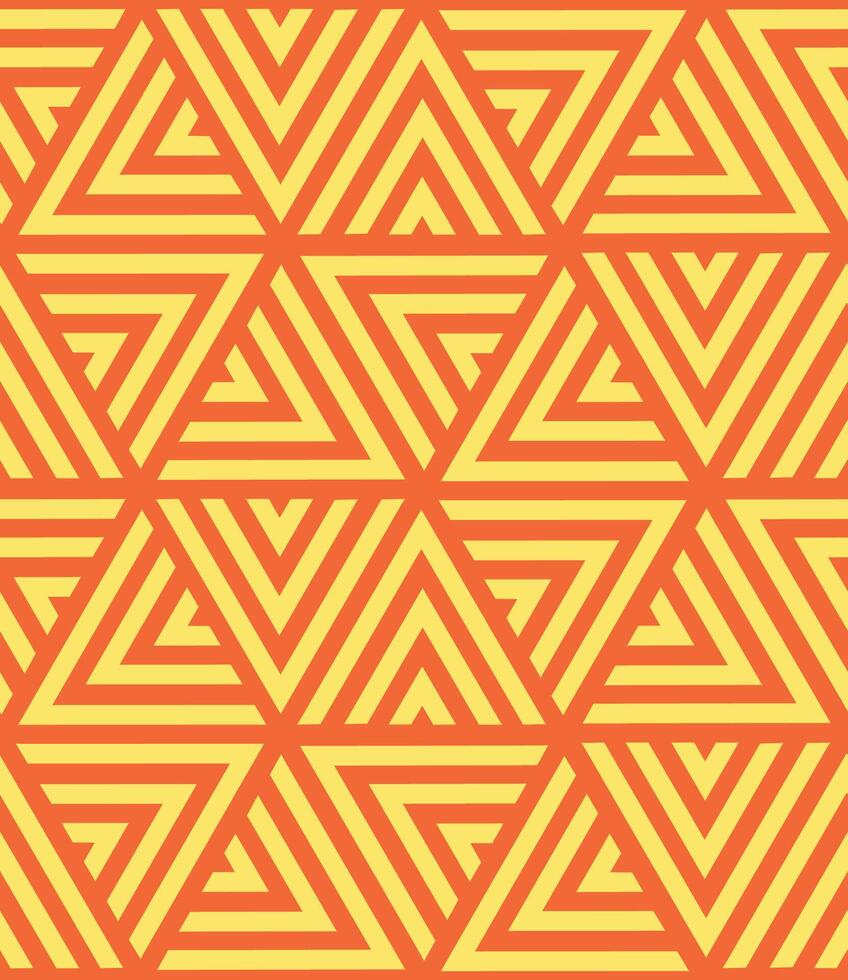 sömlös röd och gul mönster av många trianglar vektor