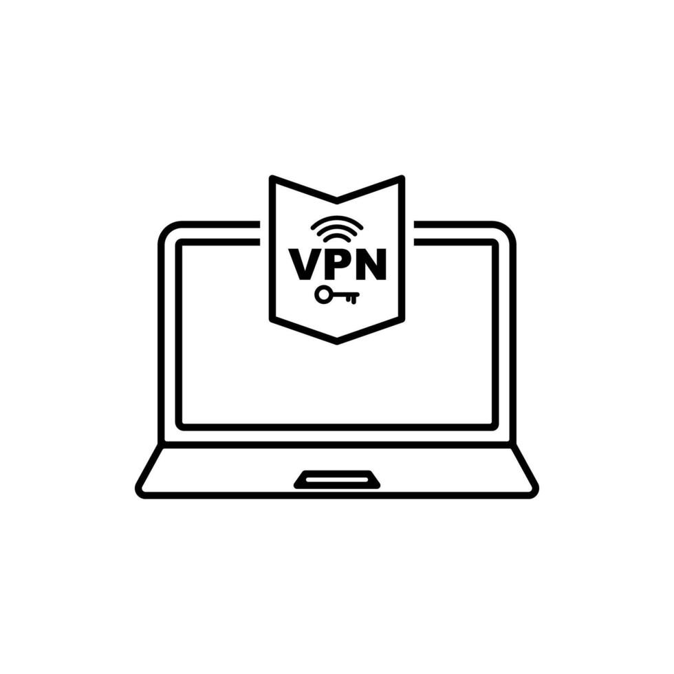 dator internet säkerhet vpn begrepp linje ikon vektor