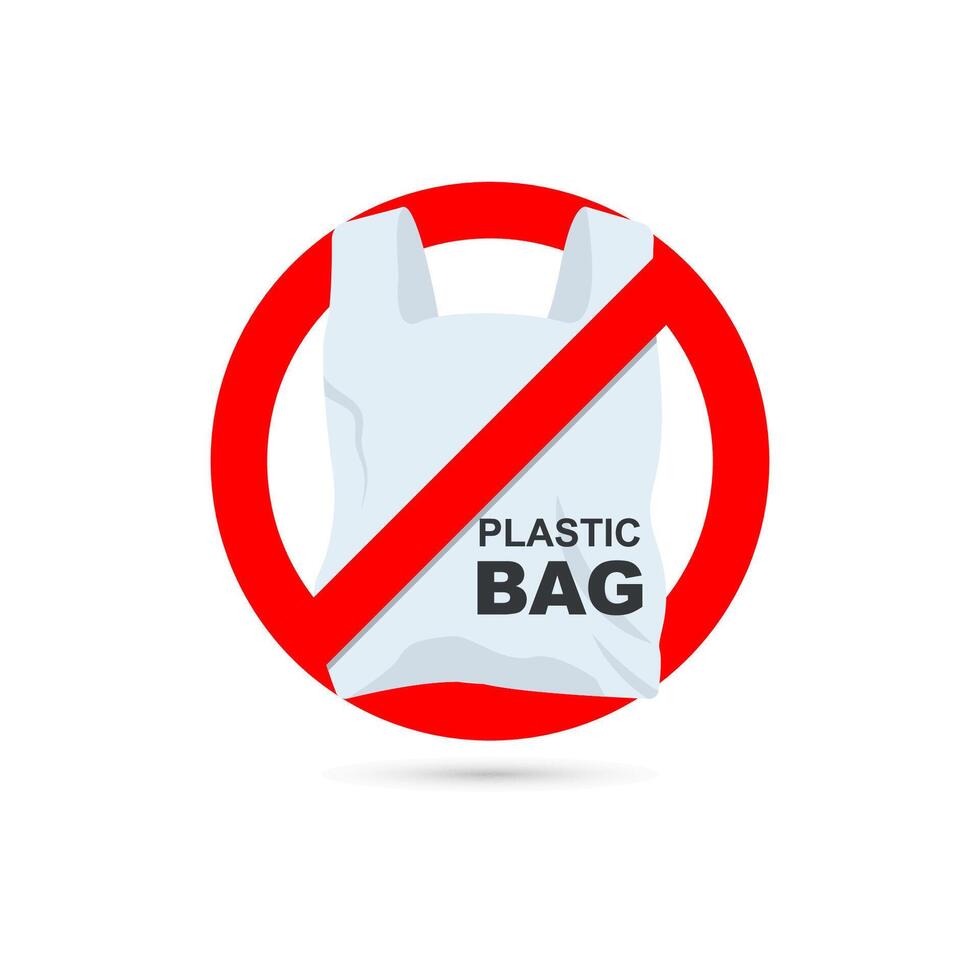 Nej plast väska förbjuden tecken. vektor