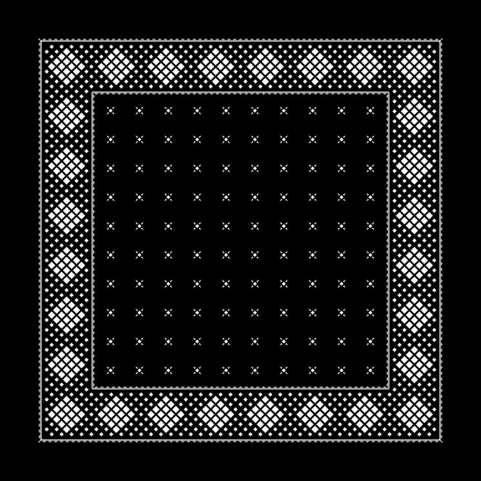 enkel svart bandana dekorerad med vit geometrisk prydnad den där kan vara applicerad till tyger av olika färger vektor