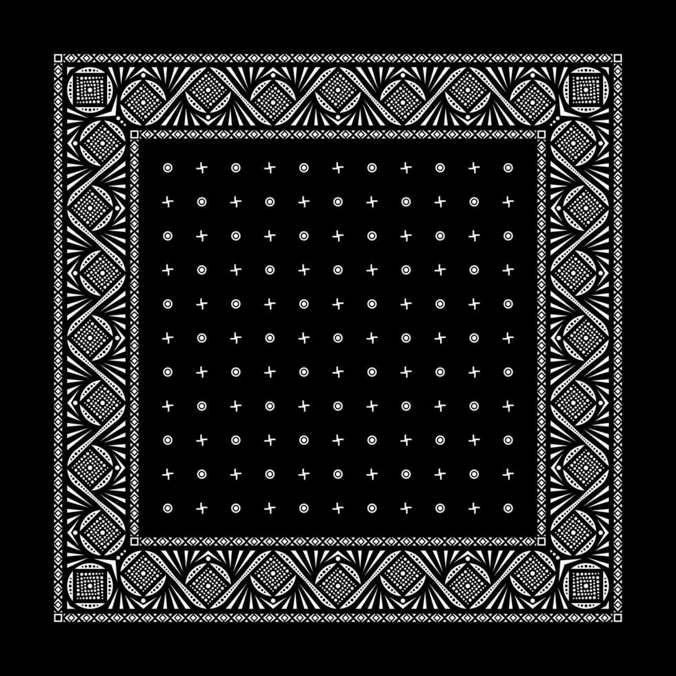 enkel svart bandana dekorerad med vit geometrisk prydnad den där kan vara applicerad till tyger av olika färger vektor
