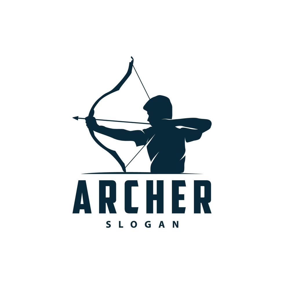 archer logotyp vektor silhuett krigare bågskytte enkel design rosett och pil mall illustration