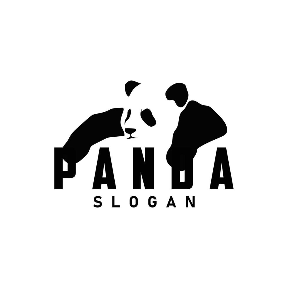 süß und einfach faul schwarz und Weiß Panda Tier Silhouette Design Vorlage Marke Panda Bär Logo Vektor