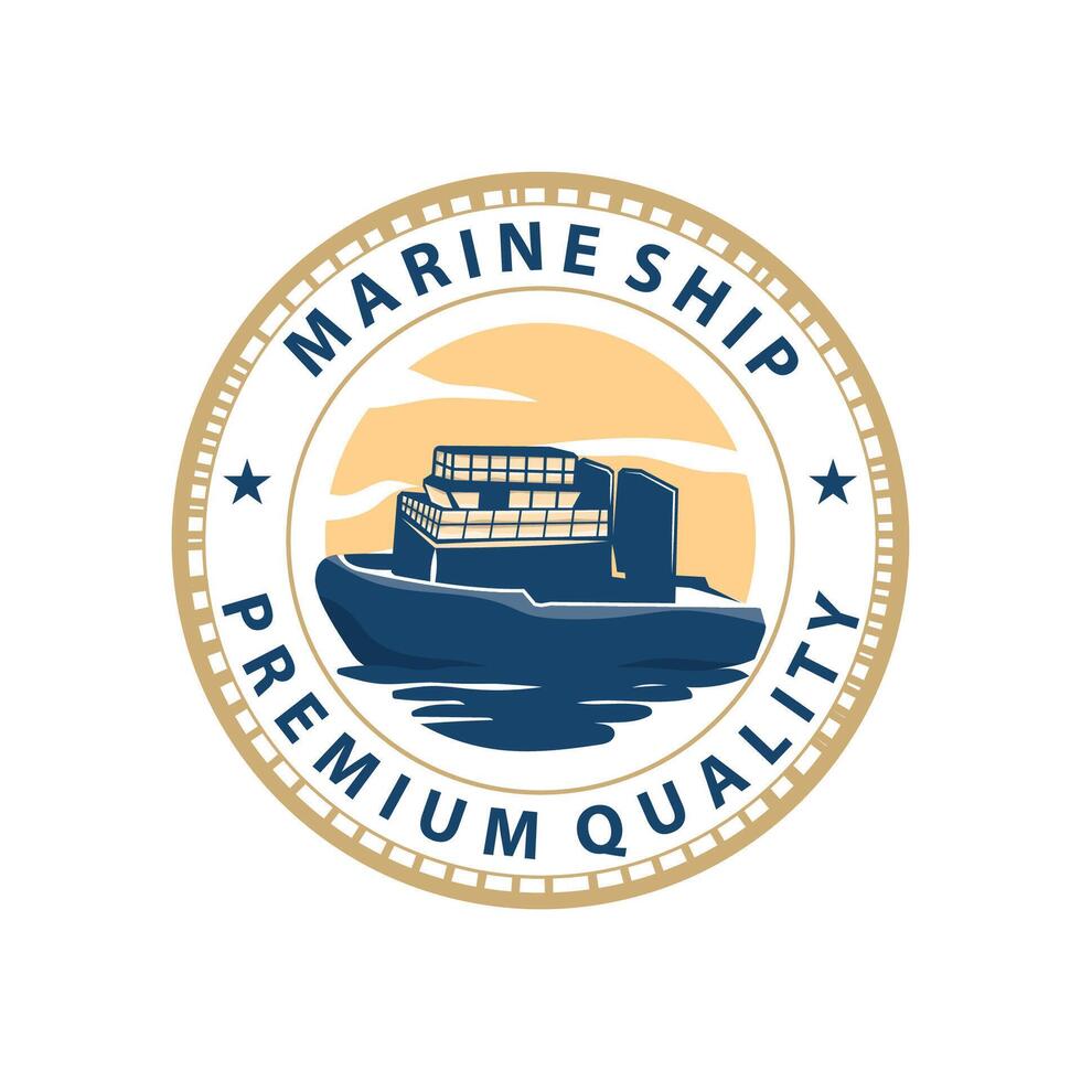 einfach Vorlage Schiff Logo Design Vektor Marine Transport Unternehmen Silhouette Kreuzfahrt Schiff