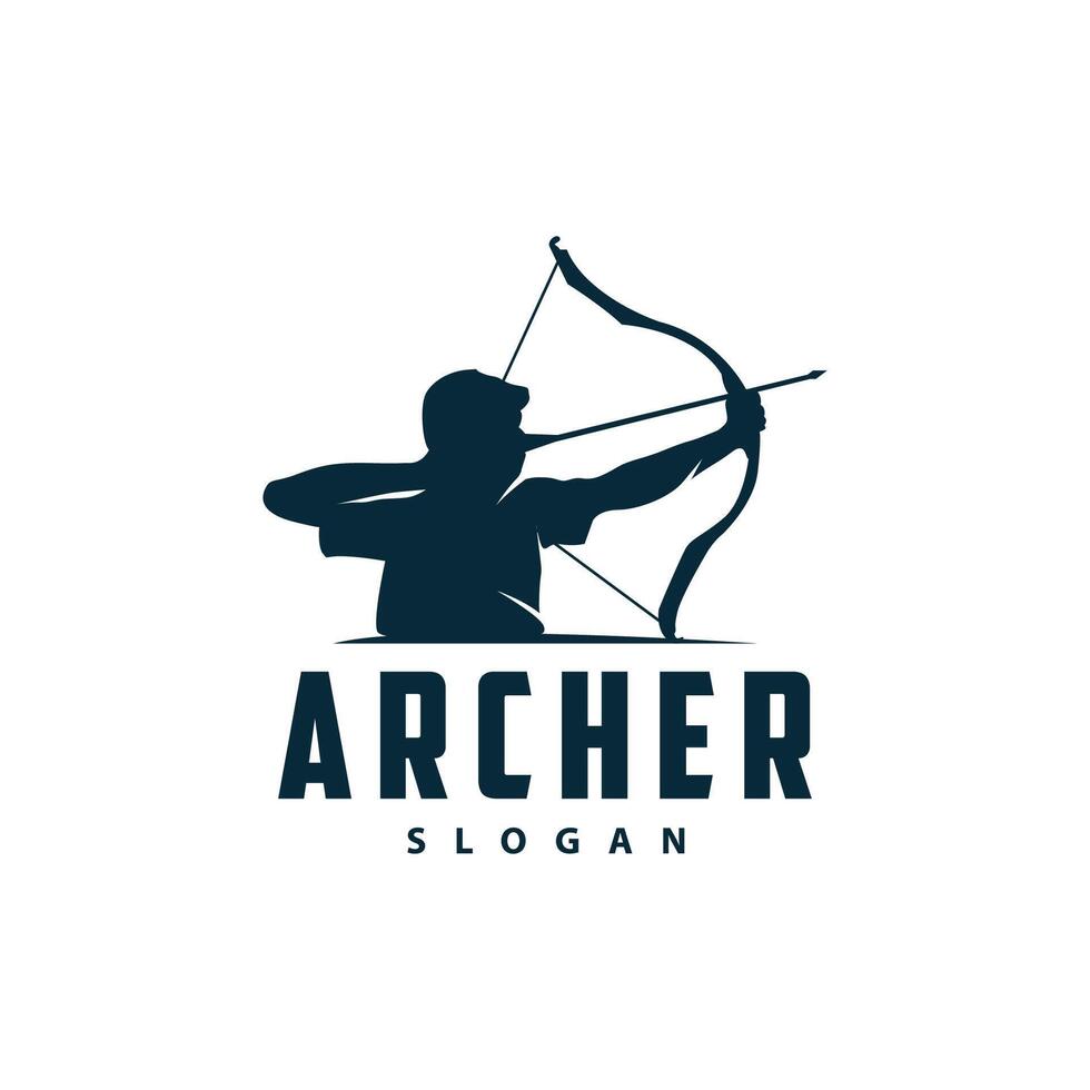 archer logotyp vektor silhuett krigare bågskytte enkel design rosett och pil mall illustration