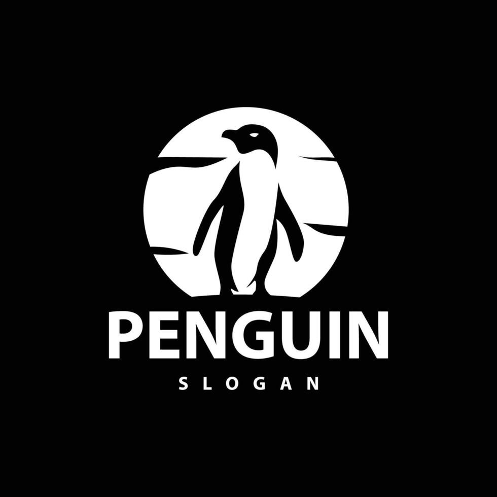 abstrakt pingvin logotyp produkt bricka platt vektor abstrakt mall polär fågel enkel djur-
