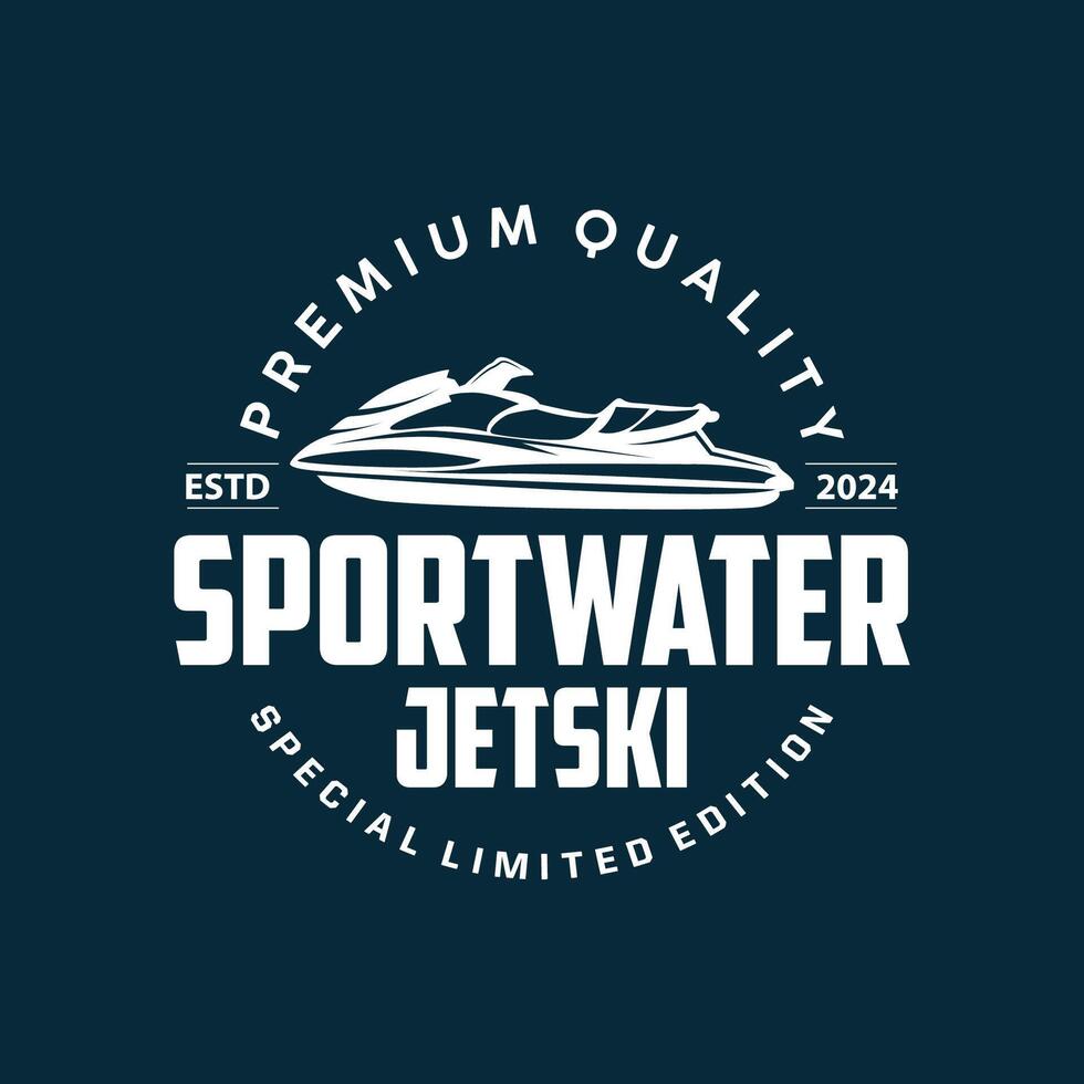 Jet Ski Logo Marine Sport Jet Ski Marke Logo Abzeichen Vorlage extrem Wasser Rennen Vektor Geschäft Design