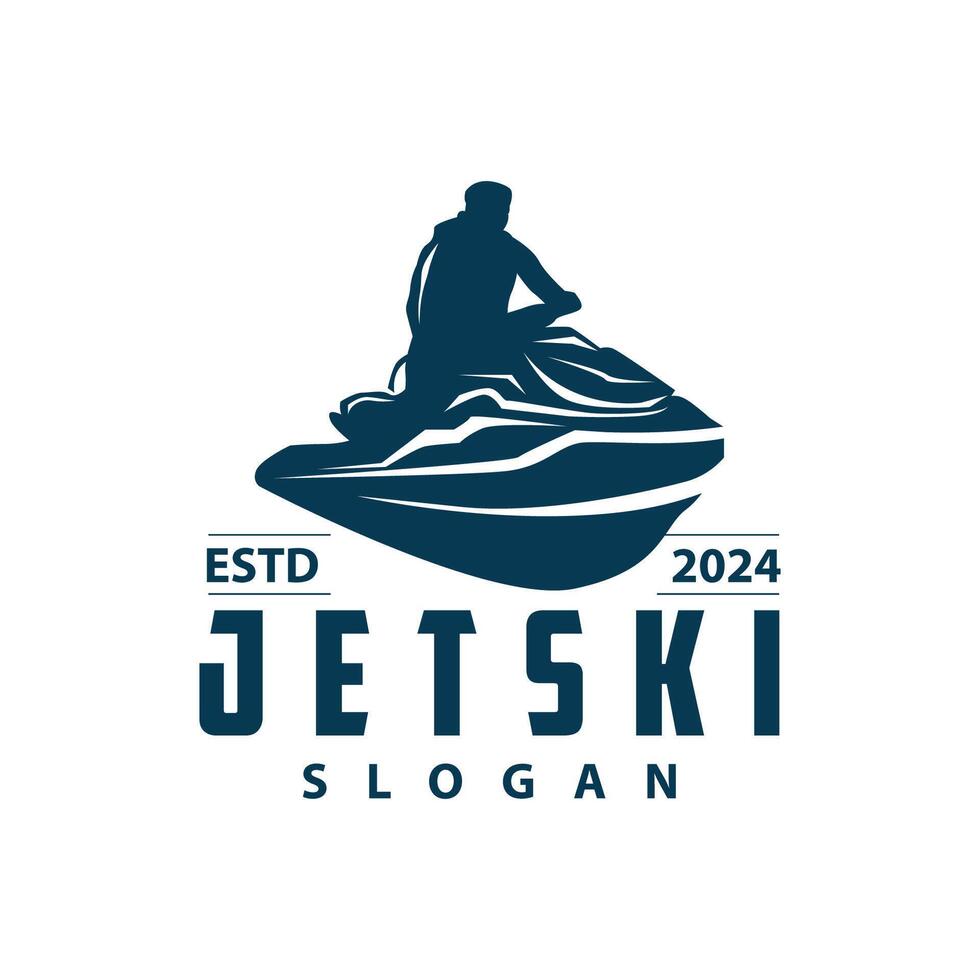 Jet Ski Logo Marine Sport Jet Ski Marke Logo Abzeichen Vorlage extrem Wasser Rennen Vektor Geschäft Design