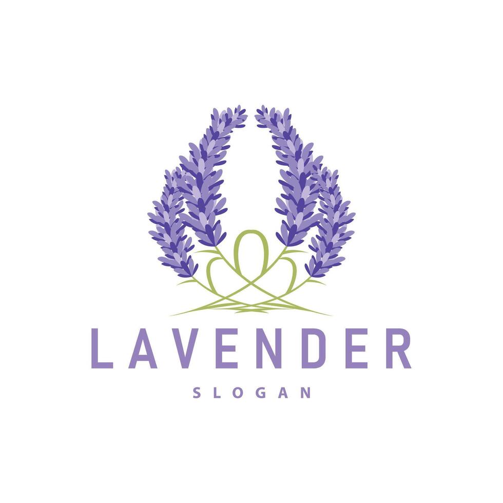 lavendel- logotyp elegant lila blomma växt illustration blommig prydnad design vektor