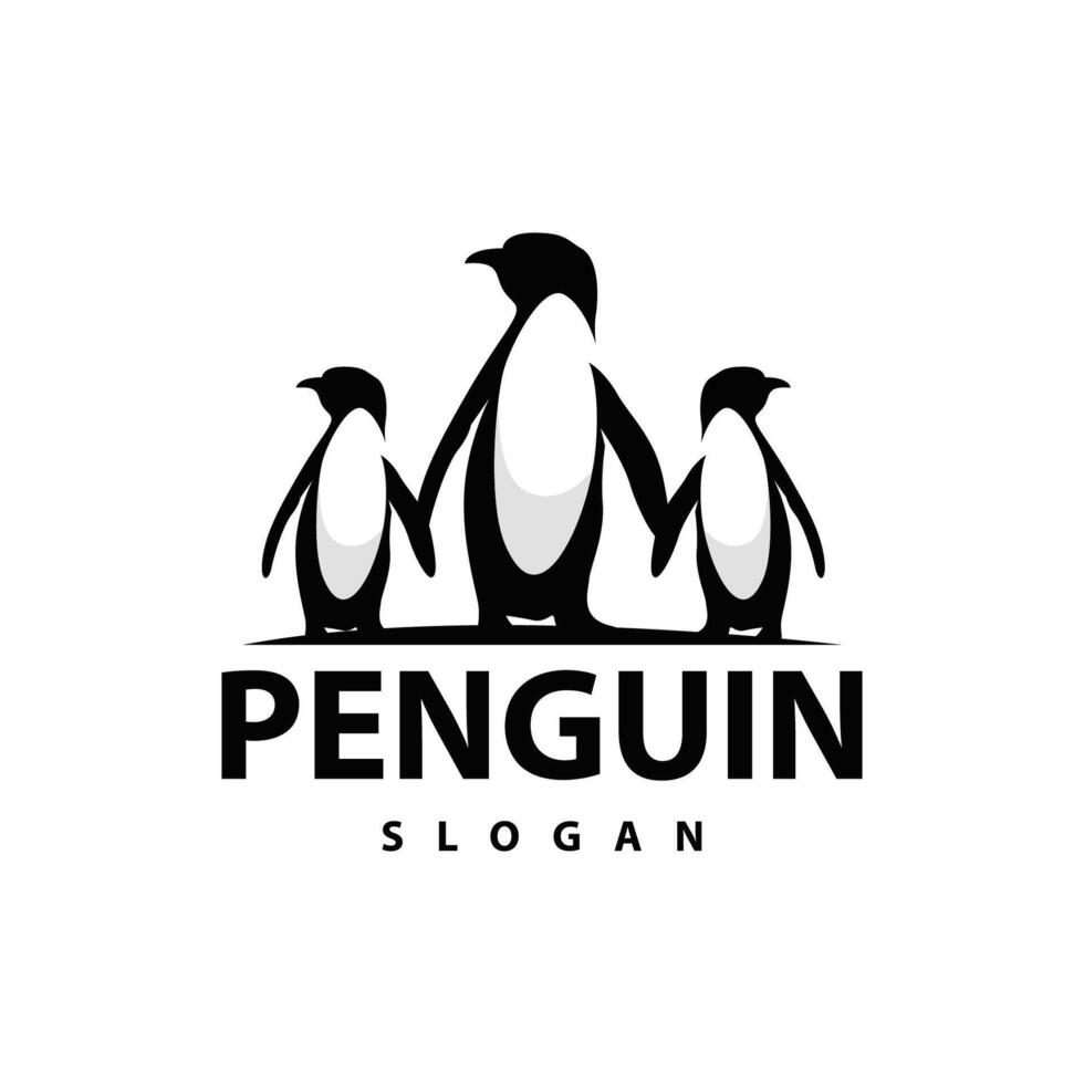 abstrakt pingvin logotyp produkt bricka platt vektor abstrakt mall polär fågel enkel djur-