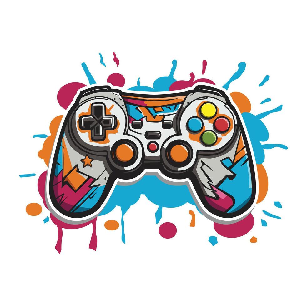 gamepad vektor illustration färgrik graffiti