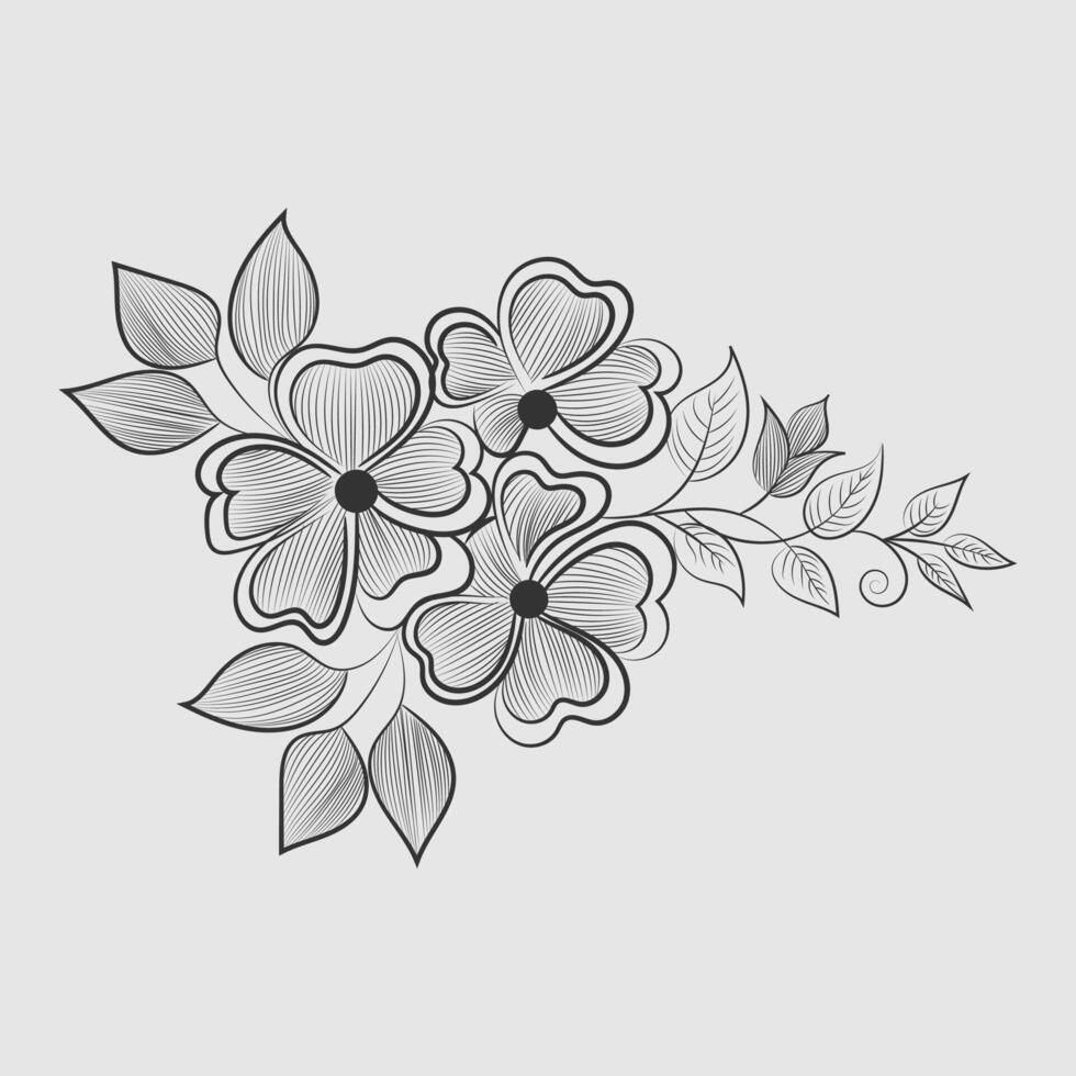 fri vektor grafiska linje konst design av blomma illustration för färg sida design