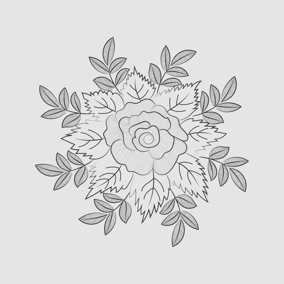 fri vektor grafiska linje konst design av blomma illustration för färg sida design