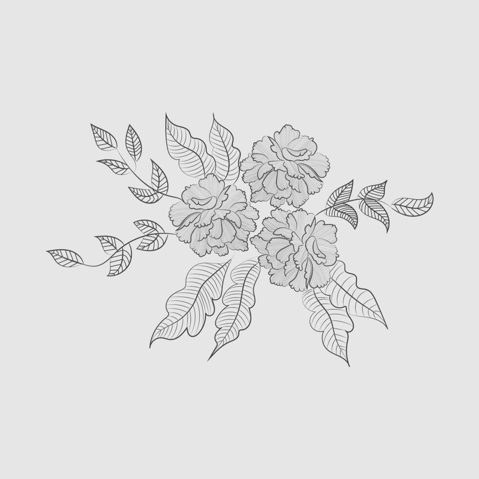 Hand zeichnen Blumen- Blume Gliederung Illustration Design vektor