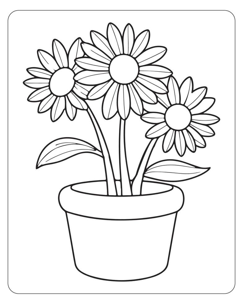 süß Blume Färbung Seiten zum Kinder, Blume Vektor Illustration