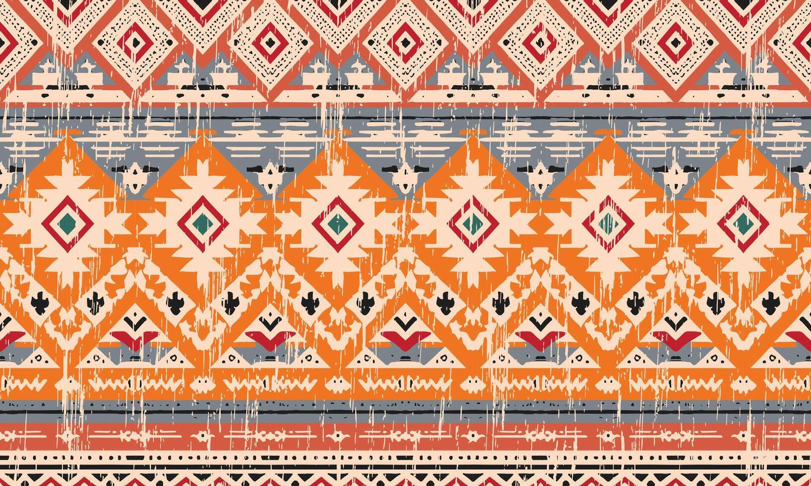 Ikat geometrische Verzierung mit Diamanten. ikkat. nahtloses Muster. aztekischer Stil. Stammes-ethnische Vektortextur. Volksstickerei, indisch, skandinavisch, Zigeuner, mexikanisch, afrikanischer Teppich, Tapete. vektor