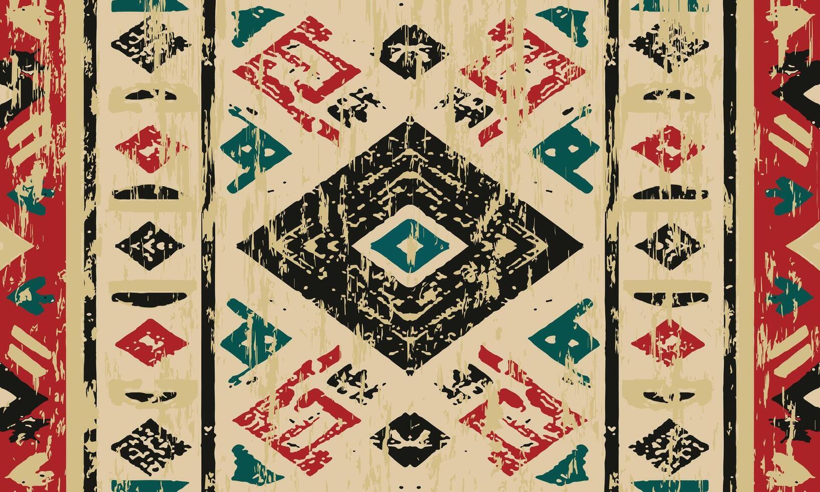 Ikat geometrische Verzierung mit Diamanten. ikkat. nahtloses Muster. aztekischer Stil. Stammes-ethnische Vektortextur. Volksstickerei, indisch, skandinavisch, Zigeuner, mexikanisch, afrikanischer Teppich, Tapete. vektor