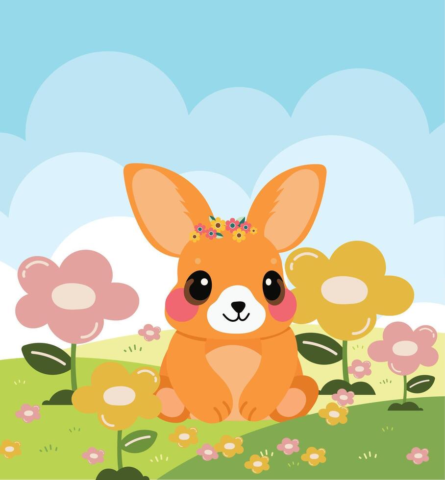 eben Design Vektor süß kawaii bezaubernd Baby Tier Karikatur Charakter Frühling Natur