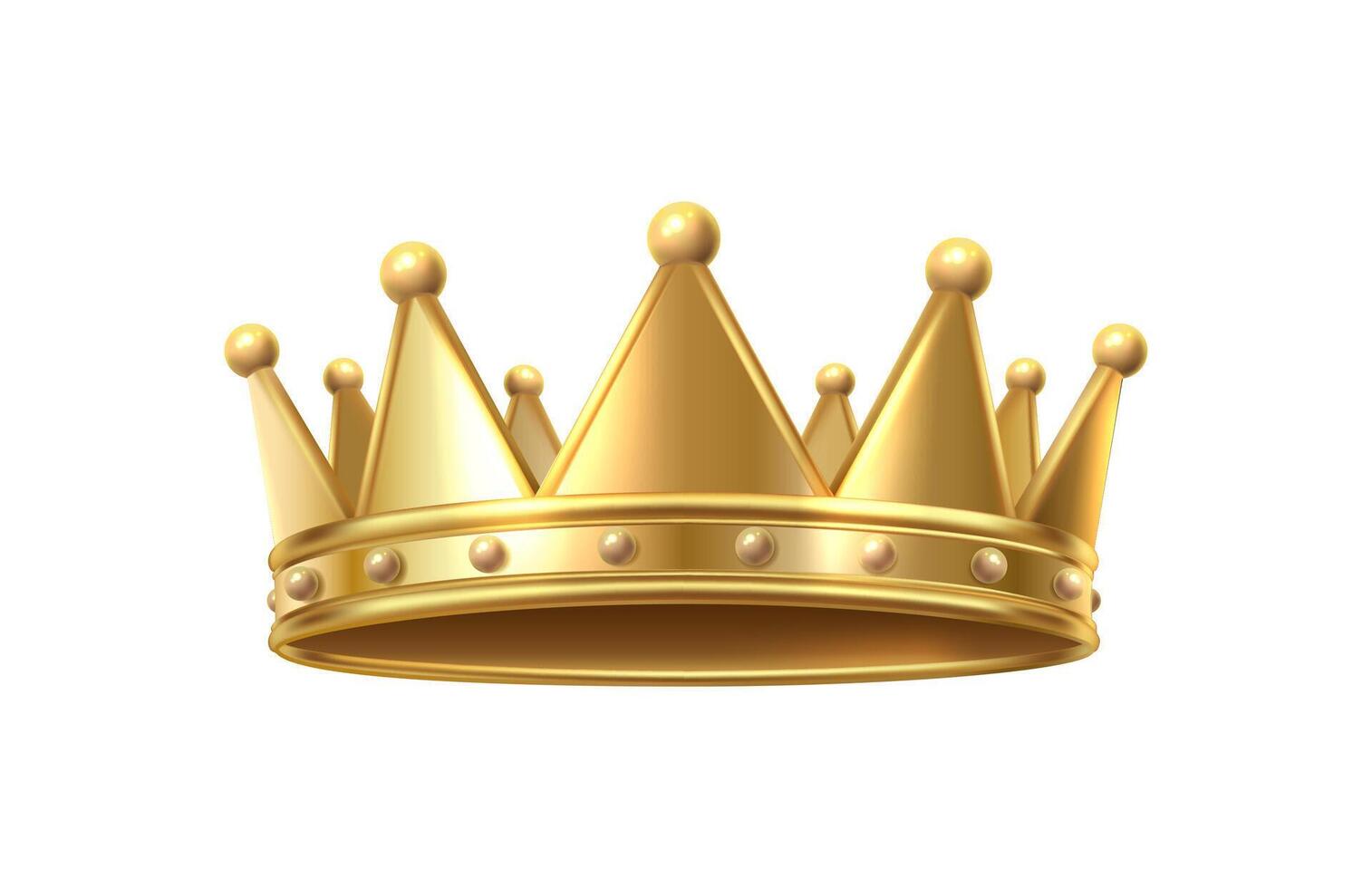 3d realistisk vektor ikon. gyllene kung eller drottning krona. isolerat på vit bakgrund.