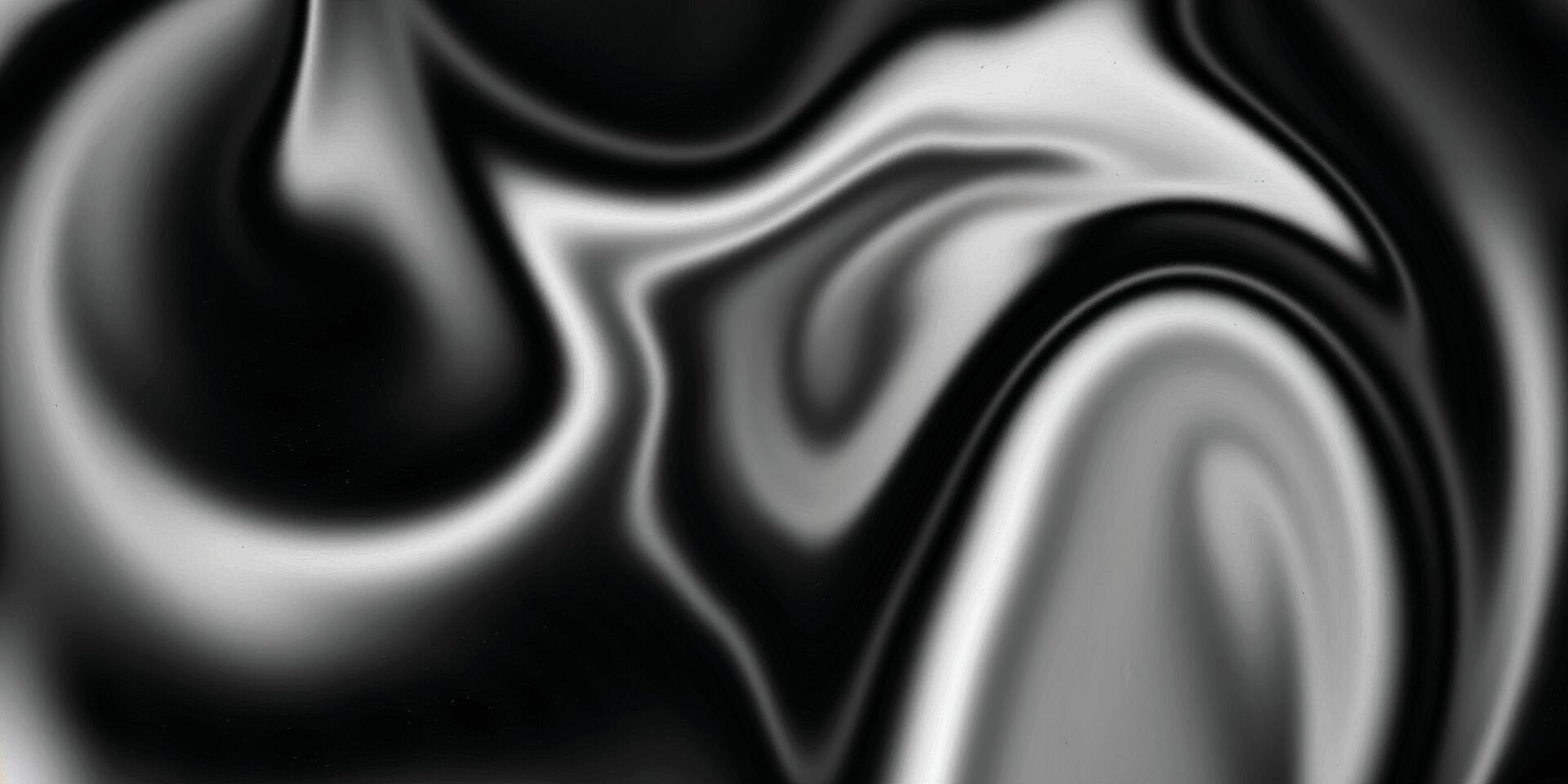 abstrakt fließend Flüssigkeit Kurve Linie. Silber schwarz metallisch. modern Flüssigkeit Hintergrund. schwarz und Silber Hintergrund. schön Marmorierung verflüssigen vektor