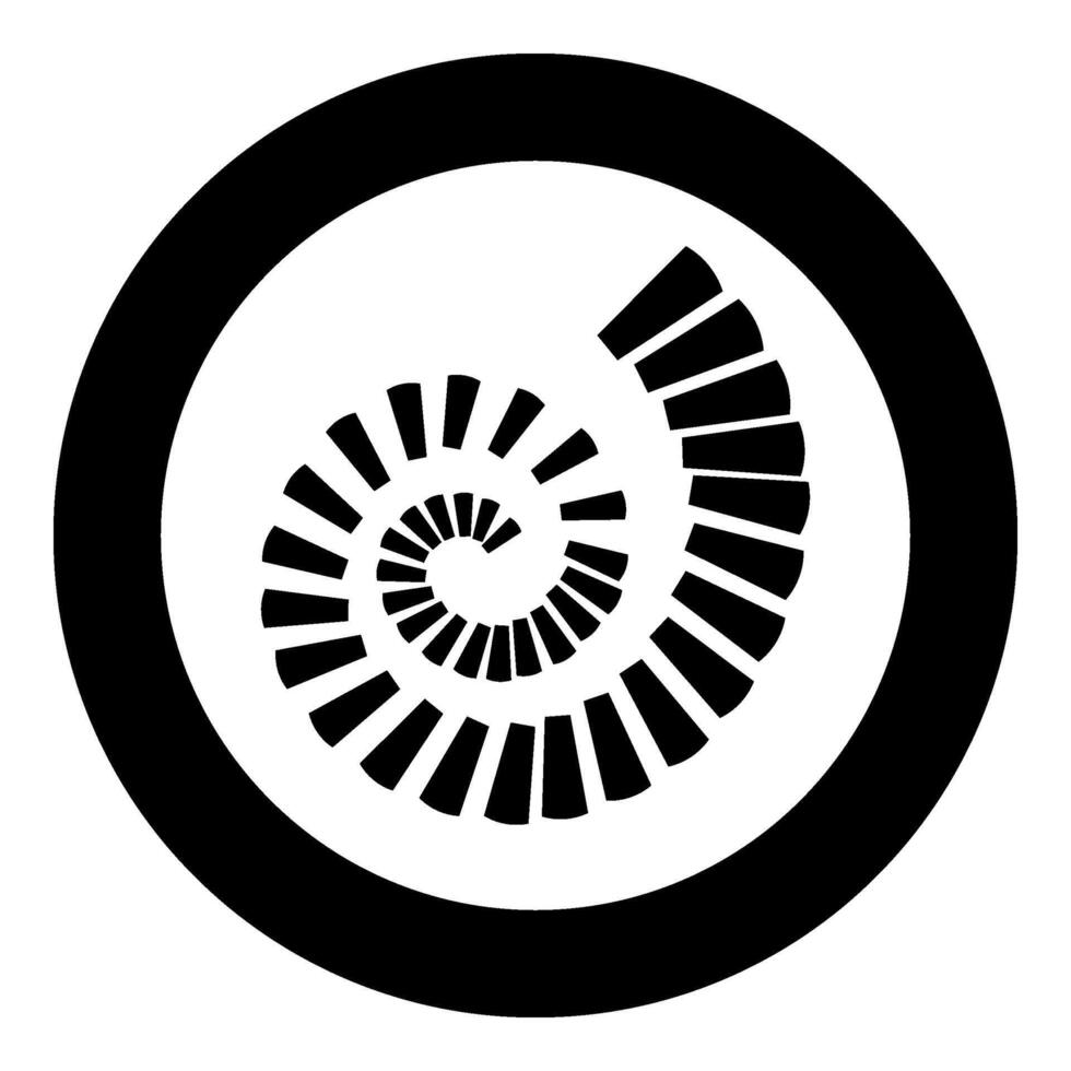 Spiral- Treppe kreisförmig Treppe Symbol im Kreis runden schwarz Farbe Vektor Illustration Bild solide Gliederung Stil