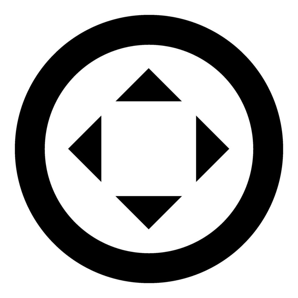 fyra pilar pekande från de Centrum symbol plats ikon i cirkel runda svart Färg vektor illustration bild fast översikt stil