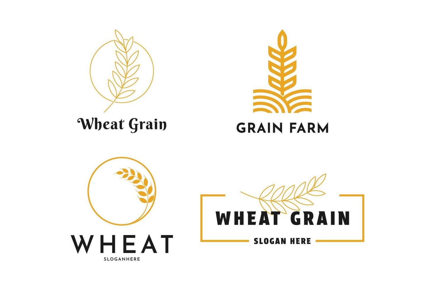 uppsättning av vete lantbruk logotyp design kreativ aning vektor