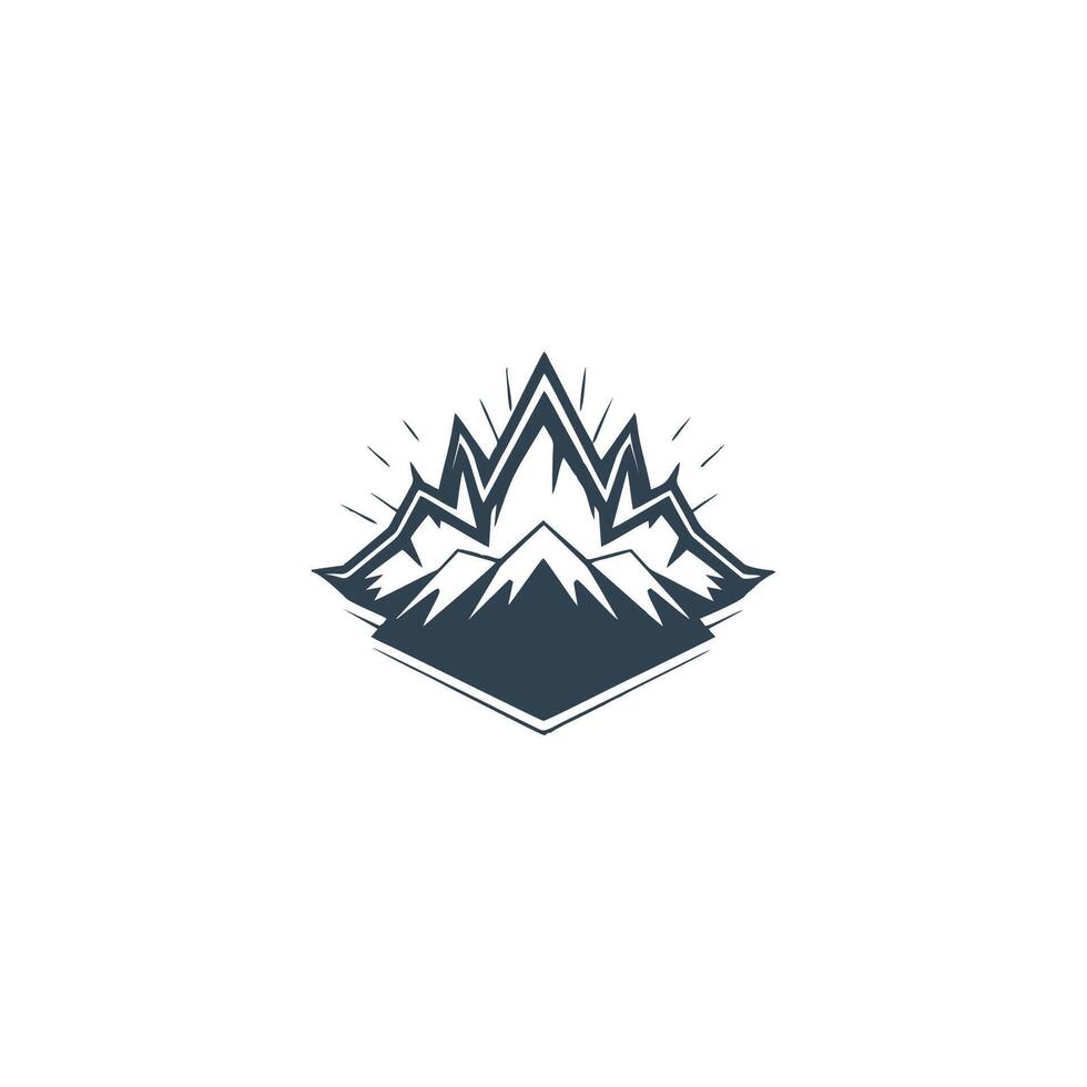 ai generiert Logo Vorlage Berg Gipfel Abenteuer Felsen Berg Gipfel Logo Vektor Kunst Illustration