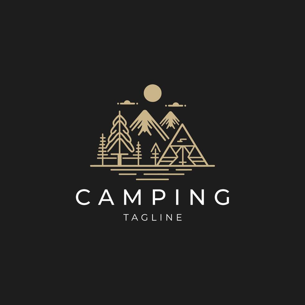 ai genererad camping logotyp vektor ikon design mall