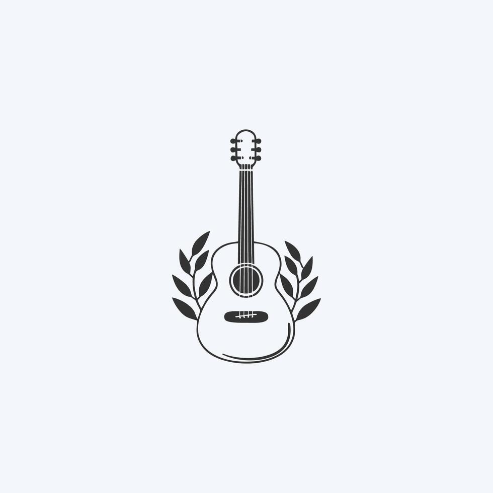 ai generiert natürlich Öko Gitarre Logo Gitarre Blatt natürlich Logo Vektor Symbol Illustration Design.