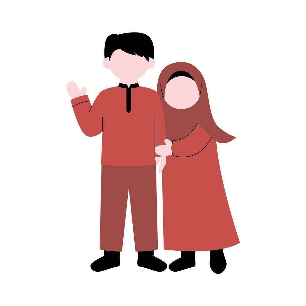 söt romantisk muslim par tecknad serie vektor