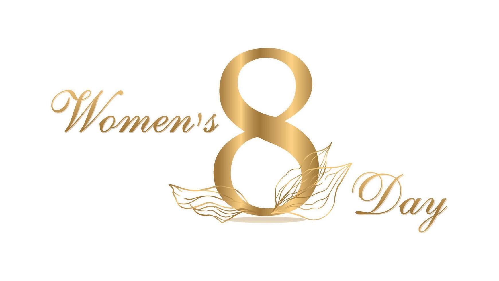 baner elegant guld Mars 8 Lycklig internationell kvinnors dag vektor