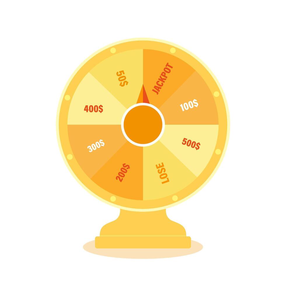roulett med priser. pengar lotta ut. förmögenhet. vektor grafik